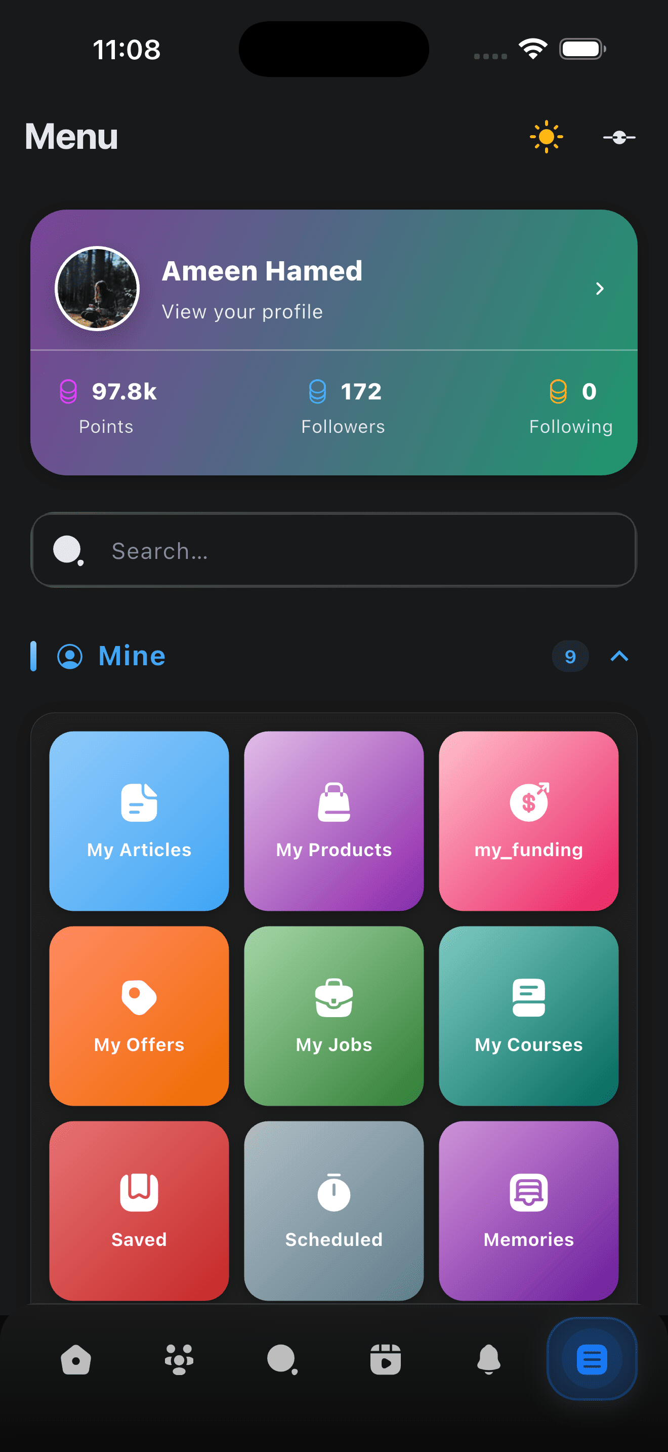 Sngine Pro Timeline – Flutter Social Networking App (Android & iOS) mobile preview